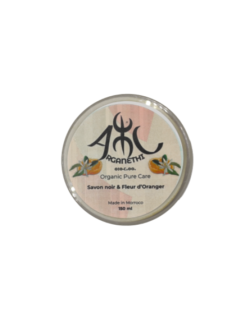 Savon noir traditionnel exfoliant à la fleur d'Oranger