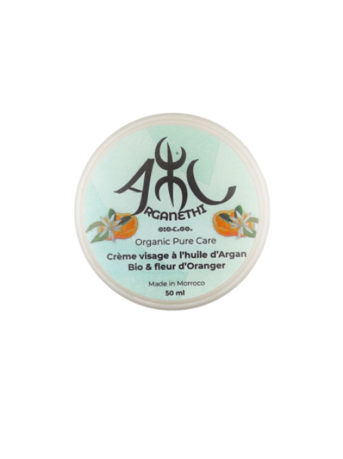 Crème de nuit soin visage à l'Argan bio & à la fleur d'Oranger